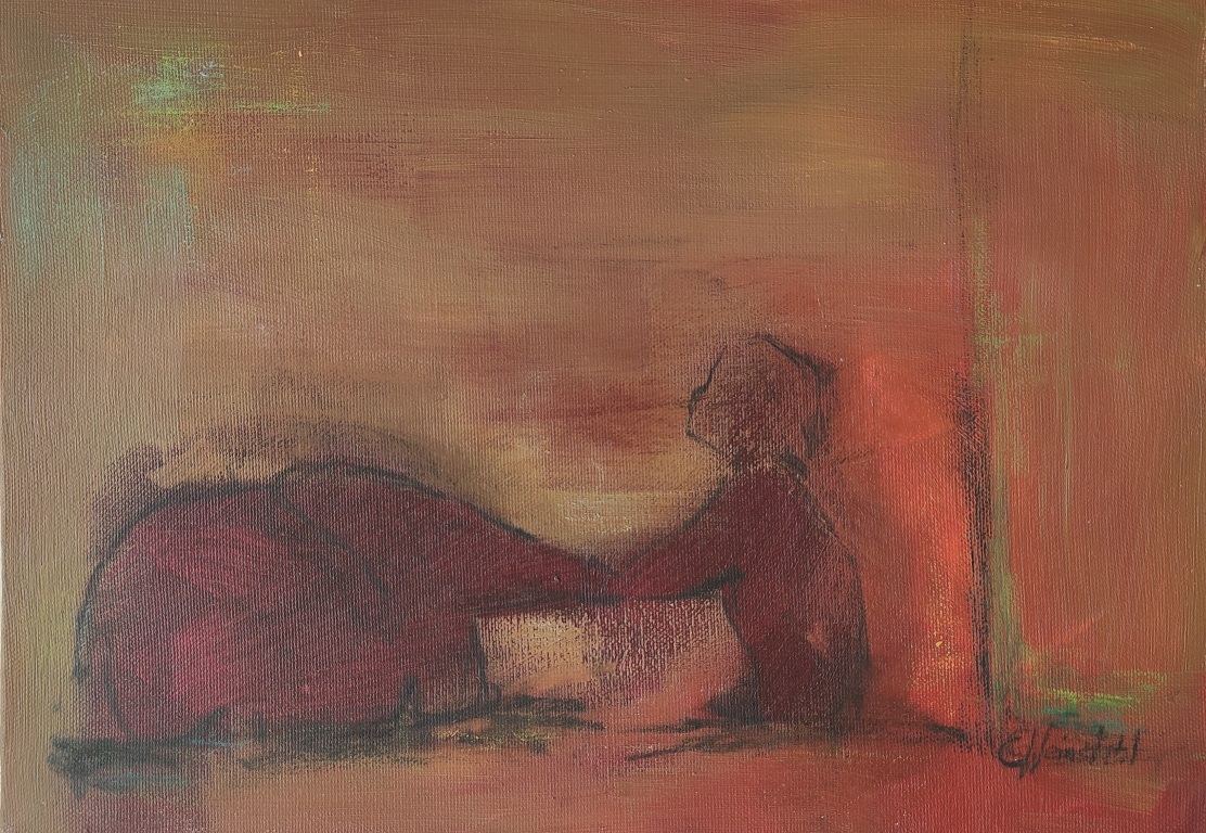 Elephant Boy, oil on canvas 25x35cm