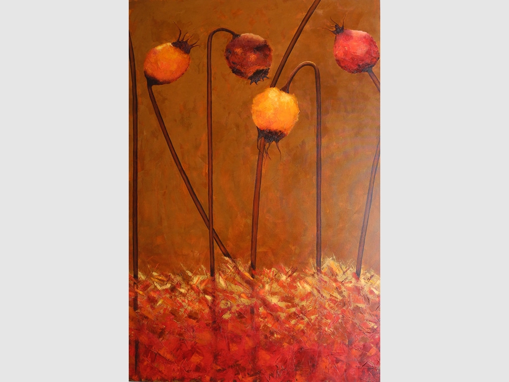 Rosehips I, oil on canvas 180x120cm