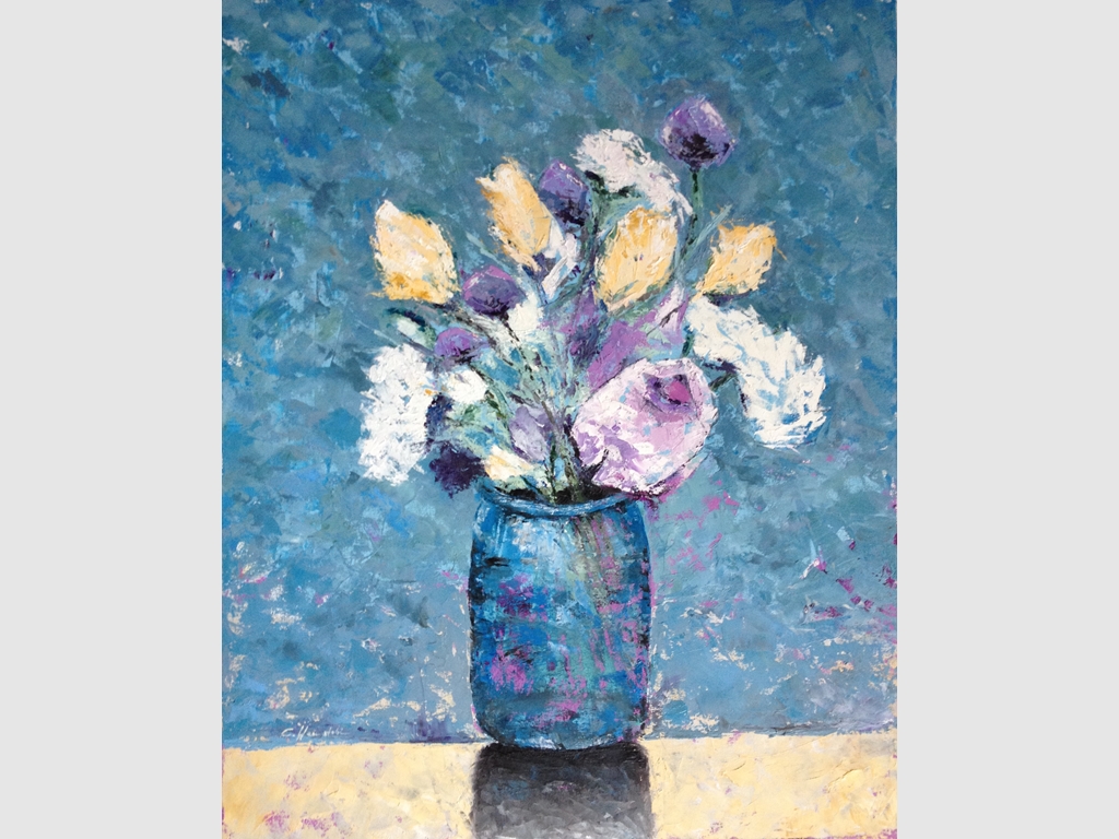 Vase with flowers V, mixed media 100x80cm - n.a.