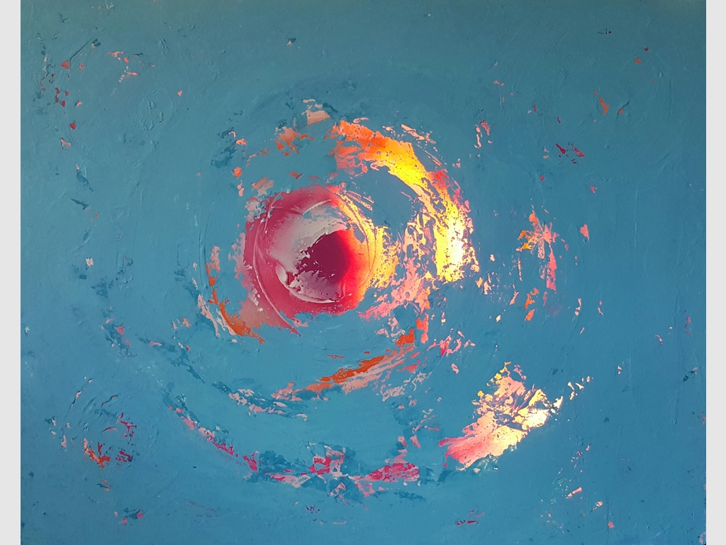 Swirl I, mixed media on canvas, backlit 90x110cm
